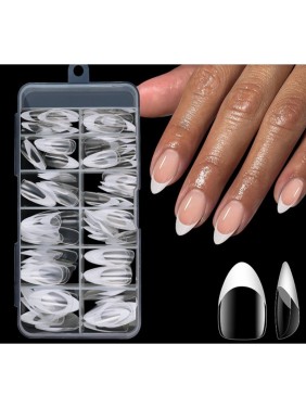 Gellie Soft Gel Tips - French - Short Almond Gellie Soft Gel Tips - French - Short Almond