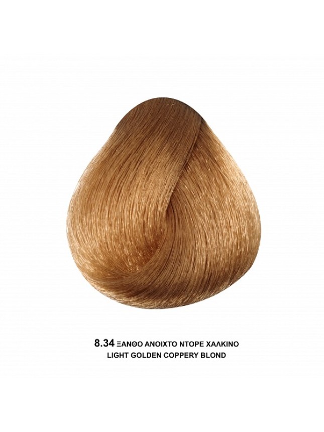 Bioshev Hair Color Cream 8,34 Ξανθό Ανοιχτό Ντορε Χάλκινο 100ml  
