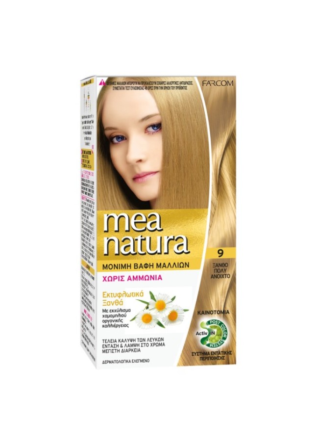 Farcom MeaNatura Σετ Βαφής Χωρίς Αμμωνία 60ml 9 Ξανθό Πολύ Ανοιχτό