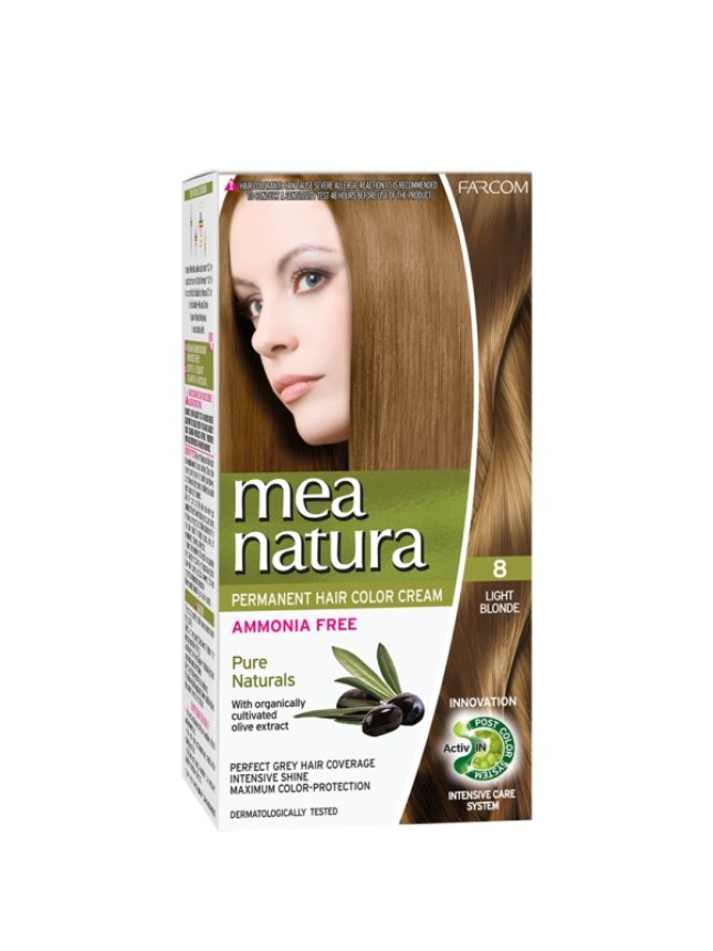 Farcom MeaNatura Σετ Βαφής Χωρίς Αμμωνία 60ml 8 Ξανθό Ανοιχτό