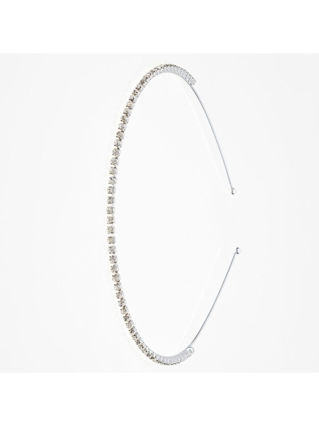 Novita Στέκα μεταλλική λεπτή με στράς σε ασημί χρώμα.