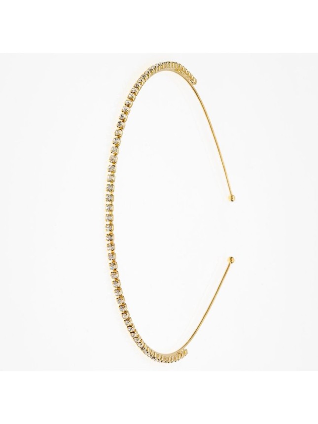 Novita Στέκα μεταλλική λεπτή με στράς σε χρυσό χρώμα.