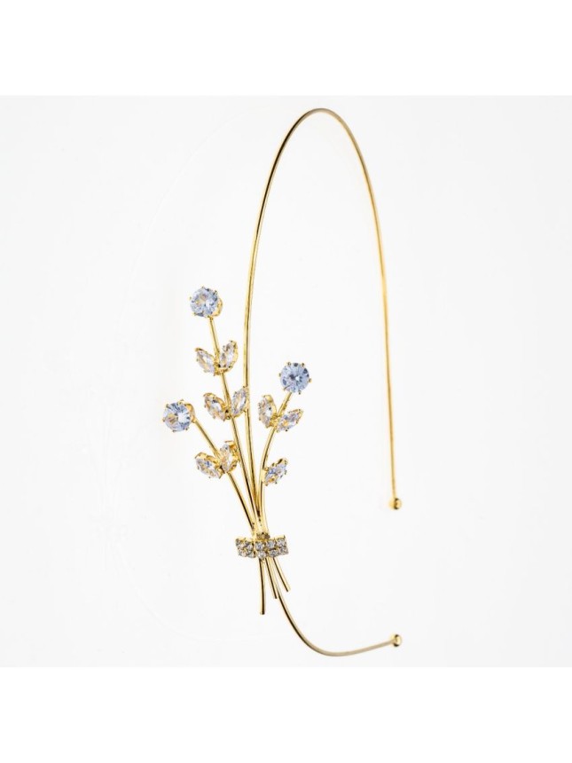 Novita Στέκα μεταλλική σχέδιο μπουκέτο λουλούδια διακοσμημένη με στράς - Χρυσό.