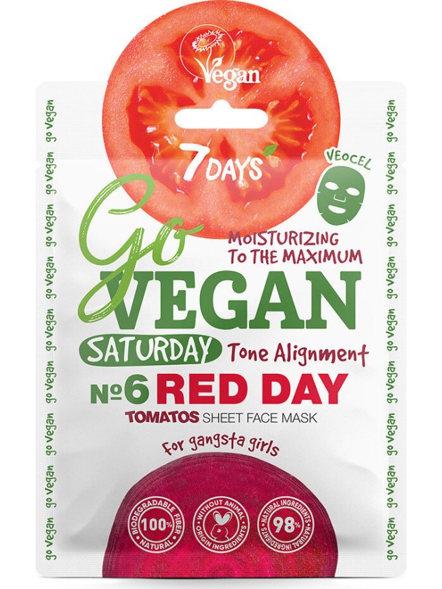 7DAYS GoVegan sheet mask Red Day 25g