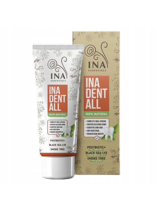 Ina Essentials Φυσική οδοντόκρεμα χωρίς φθόριο με χρυσόξυλο δέντρο, αλισίβα μαύρης θάλασσας και μεταβιοτικά 75ml
