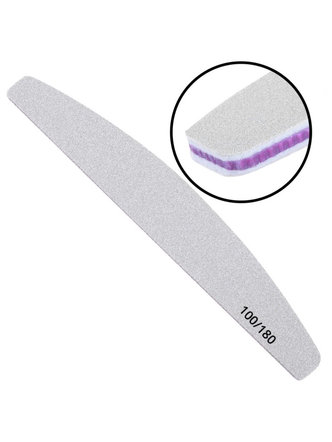 Σετ 25 Γκρι λίμες για τα νύχια διπλής όψης 100/180 Μισοφέγγαρο