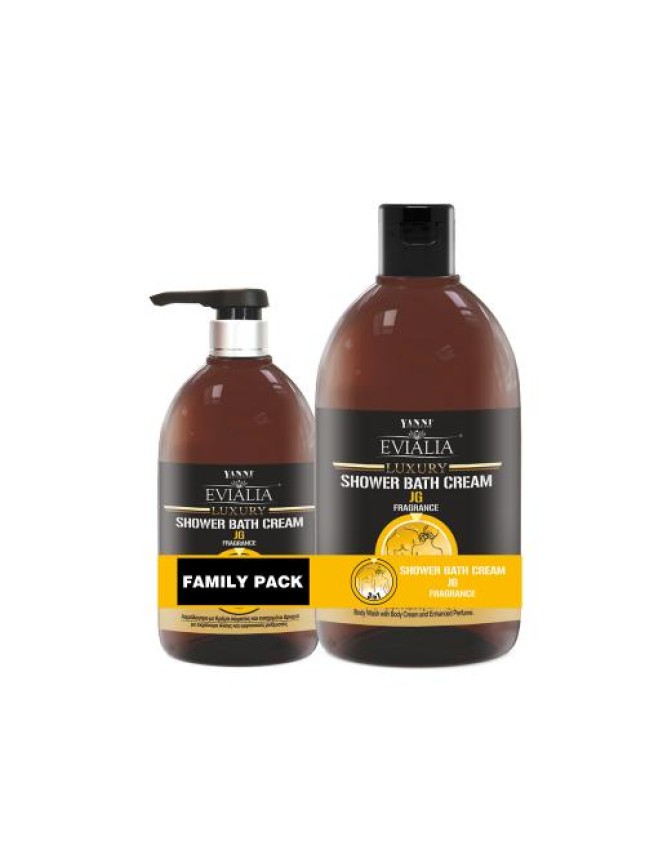 Evialia Family Pack Shower Bath Cream JG Με Κρέμα Σώματος & 18 ενεργά συστατικά - 1lt + 500ml