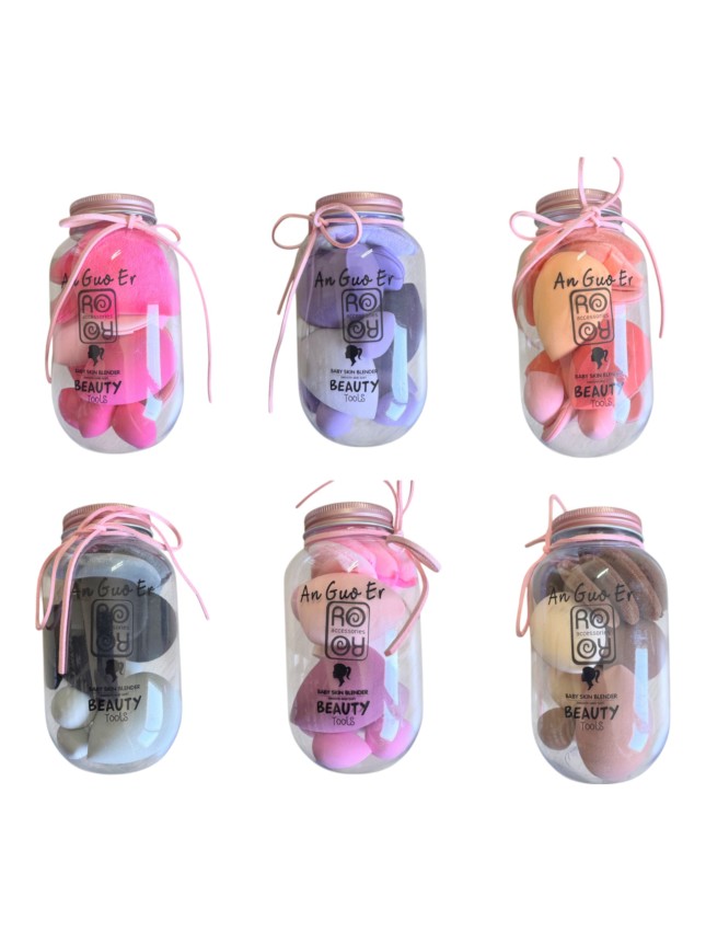 Ro-Ro Accessories Σφουγγαράκια μακιγιαζ blending σετ 14τμχ σε βαζο (SP238)