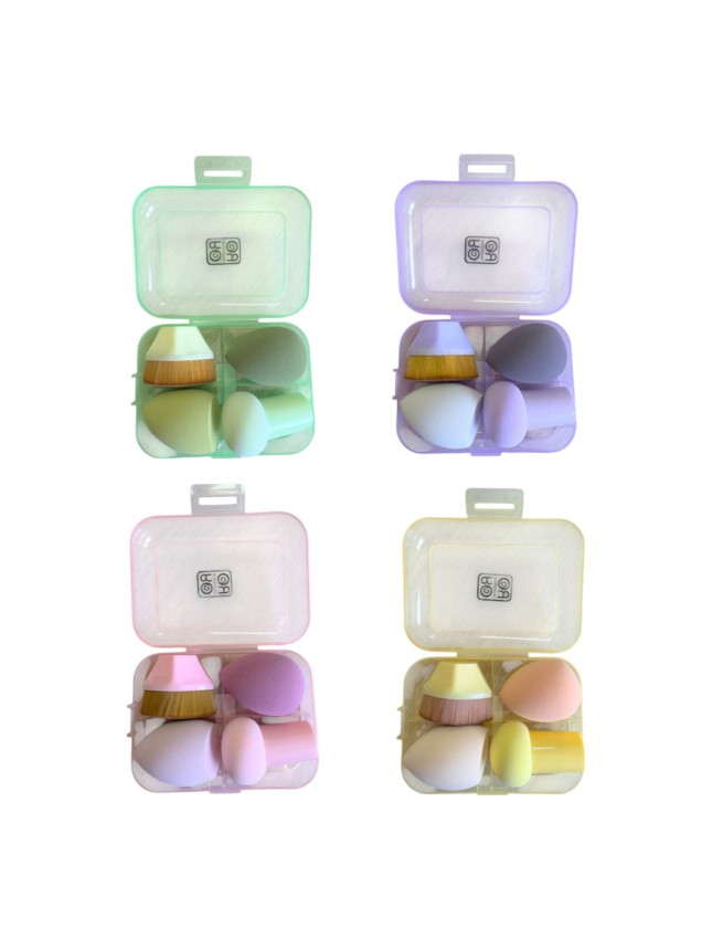 Ro-Ro Accessories Σφουγγαράκια & πινέλο μακιγιαζ blending σετ 4τμχ σε κουτί (SP241)