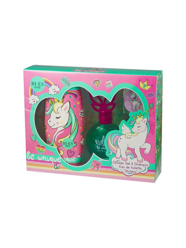 BI-ES Be Uniue Unicorn Παιδικό Σετ Αφρόλουτρο Σαμπουάν 250ml, Άρωμα 50ml & Αυτοκόλλητα (KID12871)