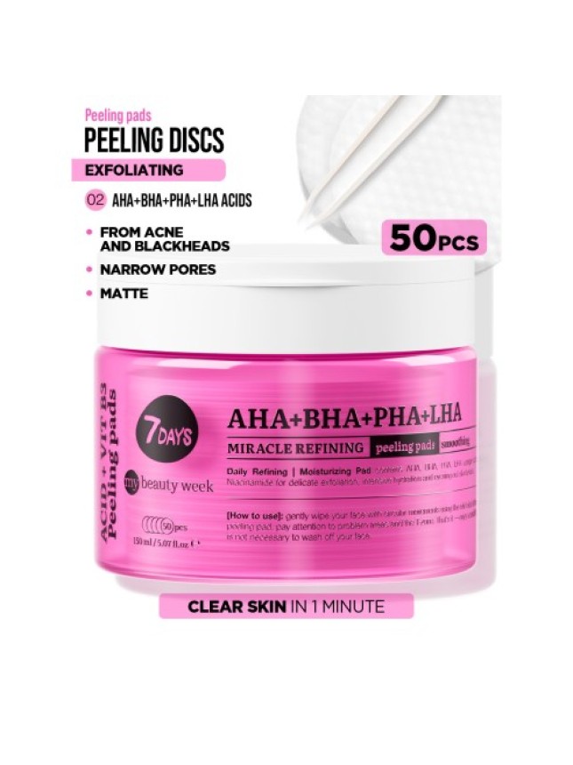 7DAYS Exfoliating Peeling Pads AHA+BHA-PHA+LHA