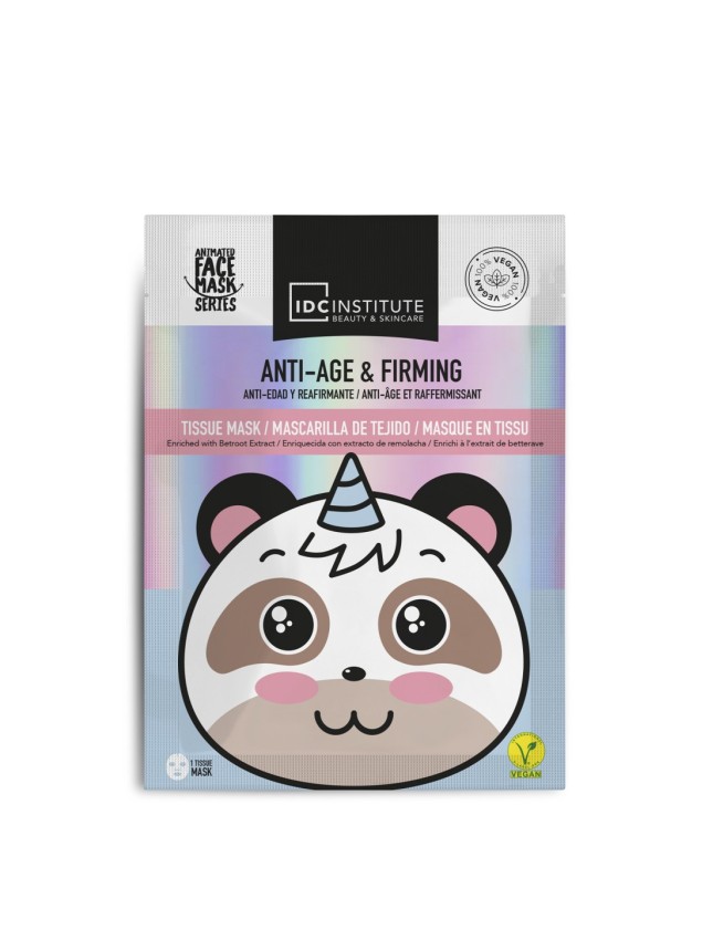 IDC Institute Vegan Cute Animals Animated Mask Μάσκα Προσώπου Panda Εκτύπωση σε Πανί Anti Age & Firming Αντιρυτιδική & Συσφικτική 