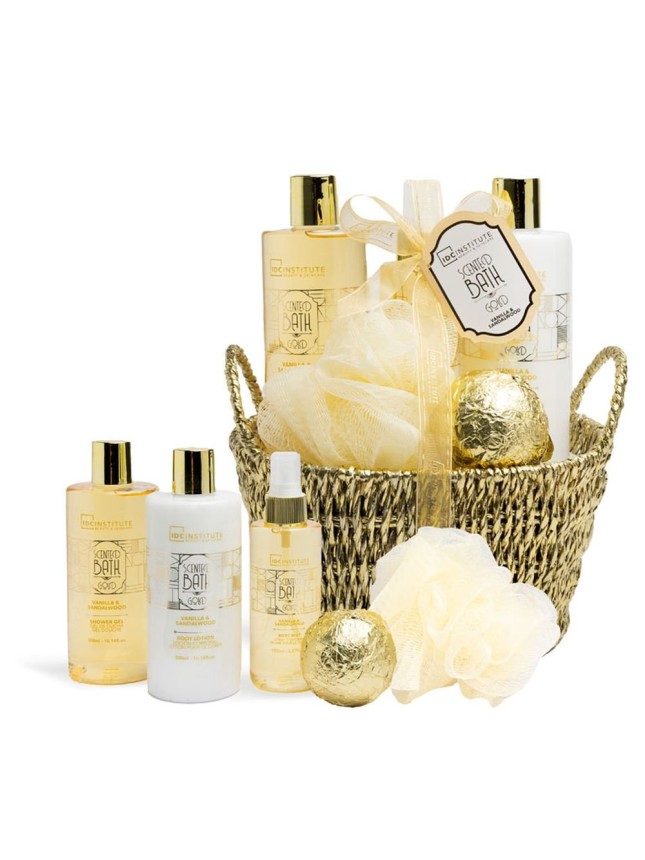 IDC Institute Scented Bath Gold Basket Vanilla & Sandalwood Σετ Δώρου (42262)