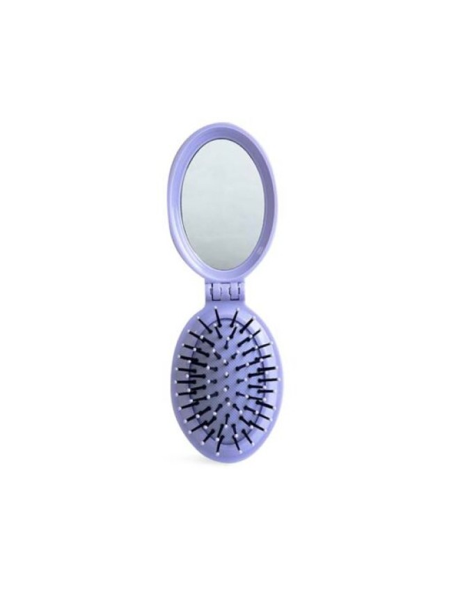 IDC Pocket Pop Out Brush With Mirror – Πτυσσόμενη Bούρτσα Mαλλιών με Kαθρεφτάκι Μωβ (18301RΒ)