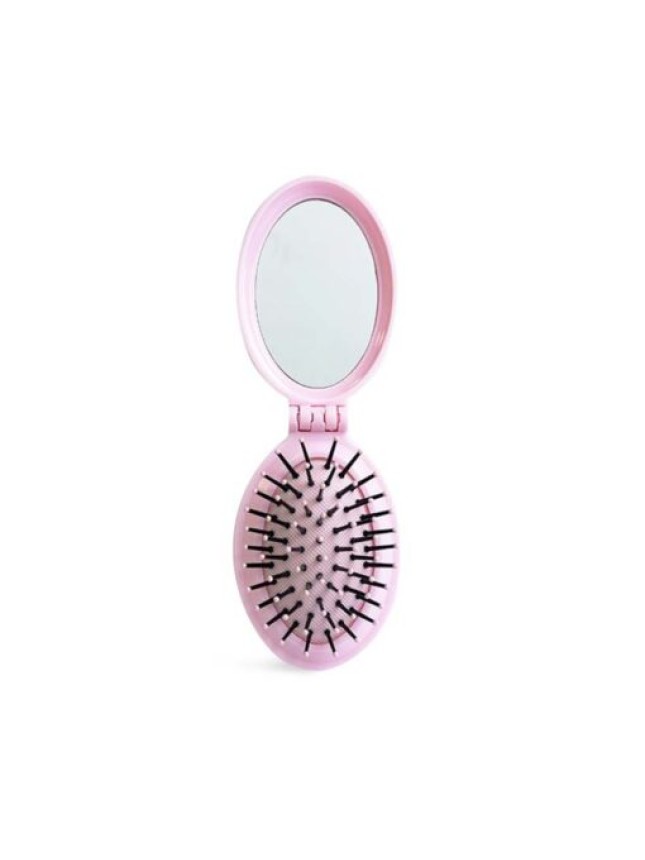 IDC Pocket Pop Out Brush With Mirror – Πτυσσόμενη Bούρτσα Mαλλιών με Kαθρεφτάκι Μωβ (18301RΒ)